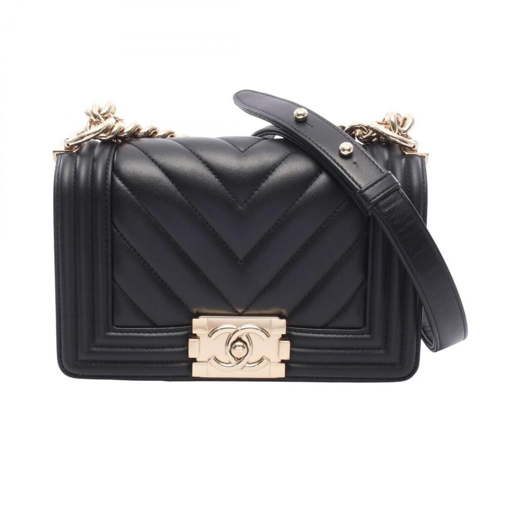 Chanel Boy Small Shoulder Bag/Handbag, Lambskin Leather, Women's, Black (A67085)